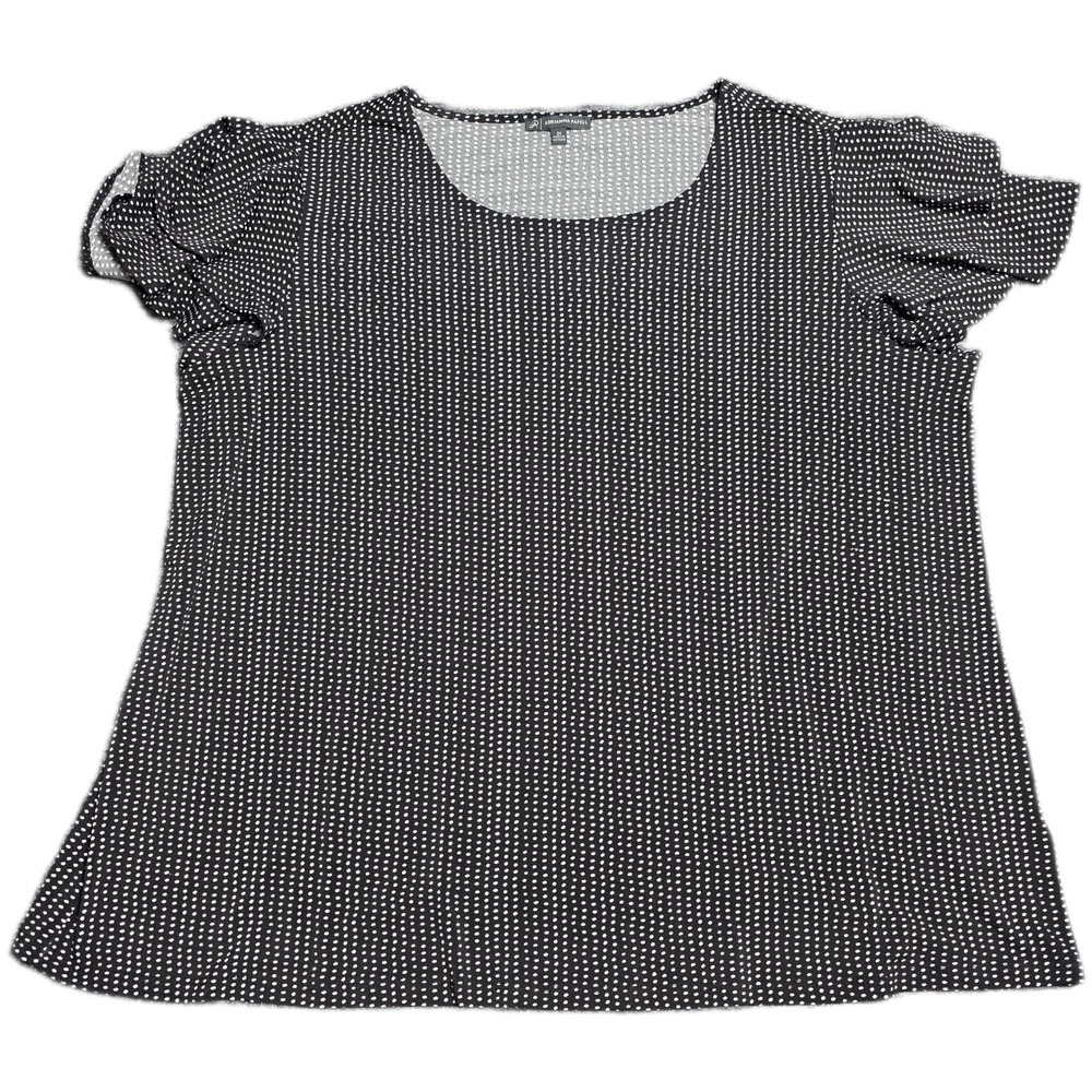 Adrianna Papell Ruffle Sleeve Blouse Women's Size Plus 2X Black White Polka Dot